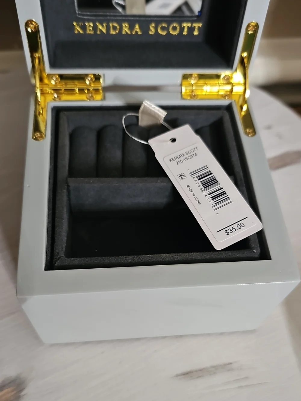 $45 Kendra Scott Small Jewelry Box in Gray with Gold Hardware, NWT